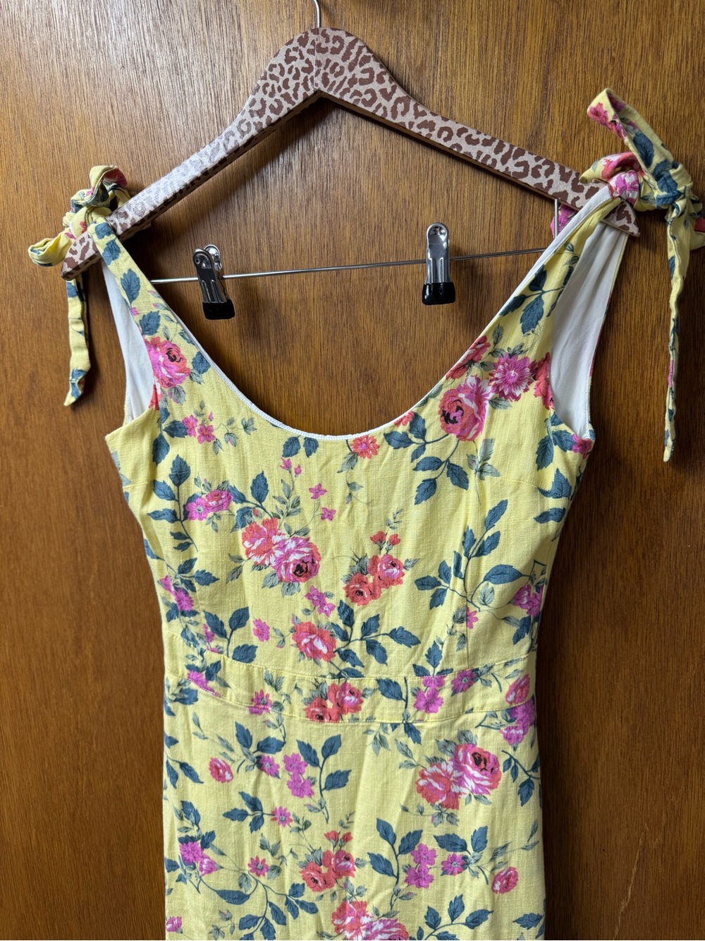 Kiel James Patrick Flower Garden Sleeveless Midi Dress Linen Blend Yellow 0 - Picture 7 of 13